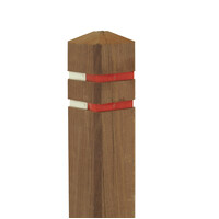 Diamantkoppaal 15 x 15 x 140 cm uit tropisch hardhout + 2 reflecterende banden - Uitneembaar