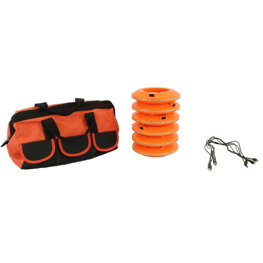 Set de 6 LED cone lights 360° synchronisable orange