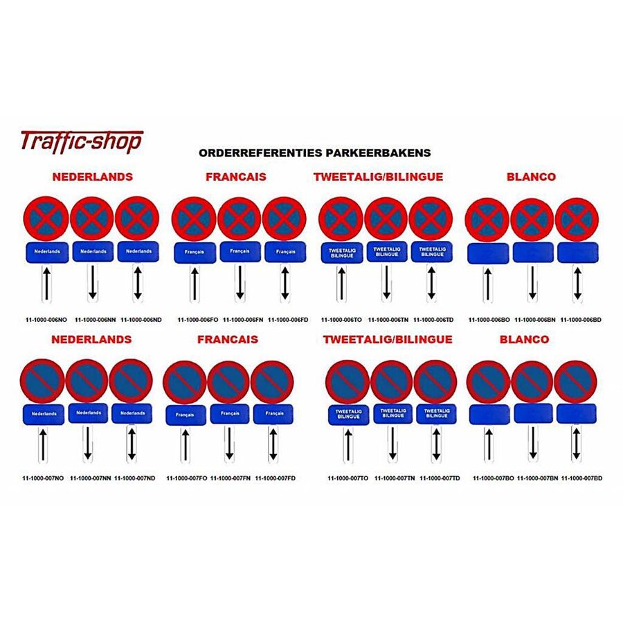 Tijdelijk parkeerverbodsbord E1 - Nederlands