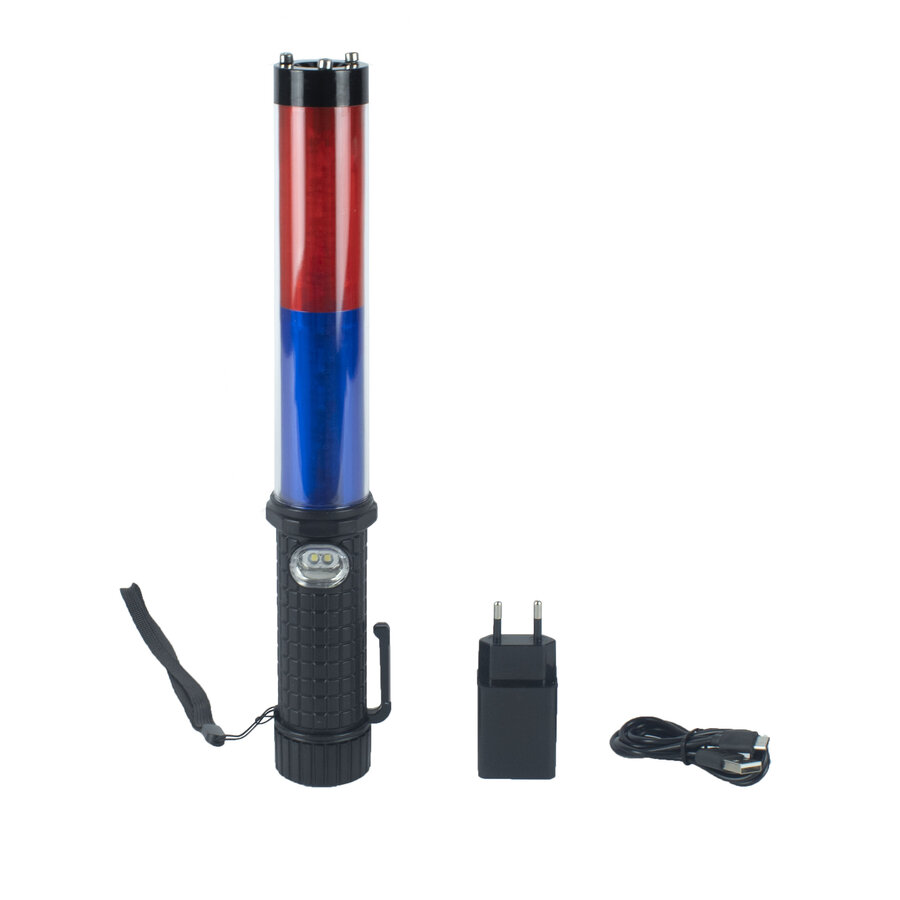 LED toortslamp - blauw/rood - oplaadbaar en multifunctioneel