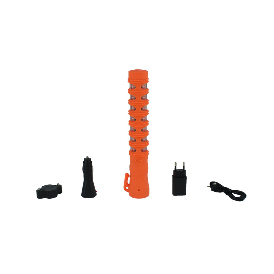 Baton de police lumineux - orange - rechargeable