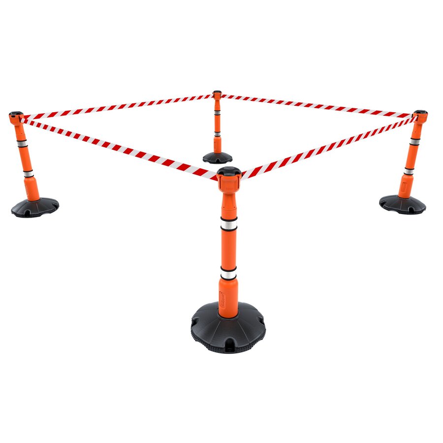 Skipper afzetpaalkit 81 m2 met Skipperafzetpalen en Skipper afzetlinthouders - Caution
