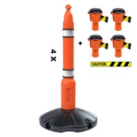 Skipper afzetpaalkit 81 m2 met Skipperafzetpalen en Skipper afzetlinthouders - Caution