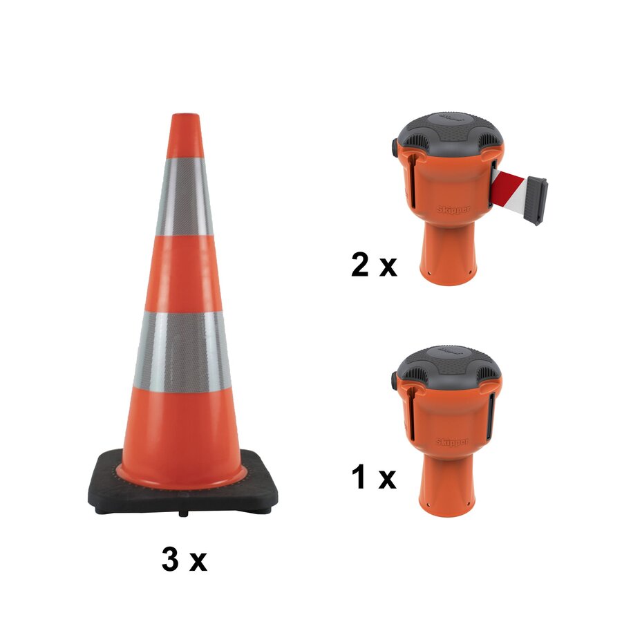 Budget set Skipper riemkegels - crowd control - 18m - Rood/wit