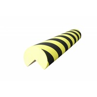 Mousse stootrand voor hoekbescherming - Ø 40mm - 25x25mm opening x 750 mm - geel/zwart