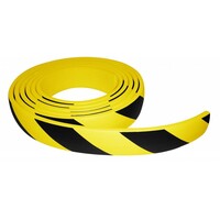 Platte stootstrips in rubber - 750 x 60 x 10 mm - geel/zwart