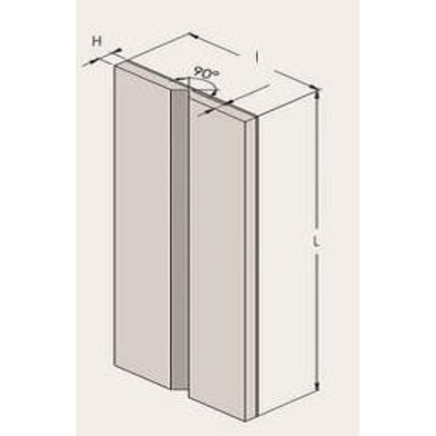 Rubberen stootrand voor hoekbescherming in garages, parkings - 750 x 30 x 30 x 4 mm - geel/zwart