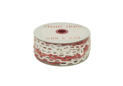 Kunststof ketting ⌀ 6 mm - 25m - rood/wit 