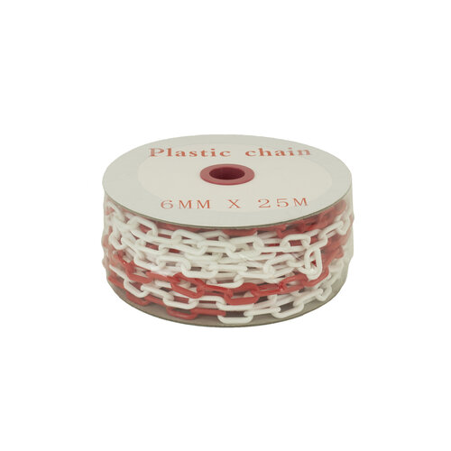 Chaîne de balisage en PVC ⌀ 6 mm - 25m - rouge/blanc 
