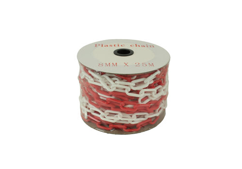 Chaîne de balisage en PVC - Ø 8mm - 25m - rouge/blanc 