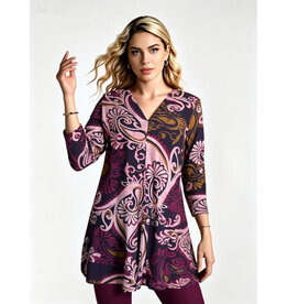 Rina 26W  jersey dessin paisley plum
