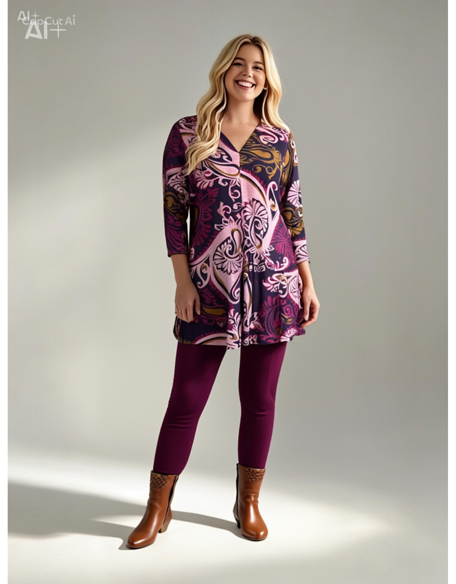 Rina 26W  jersey dessin paisley plum