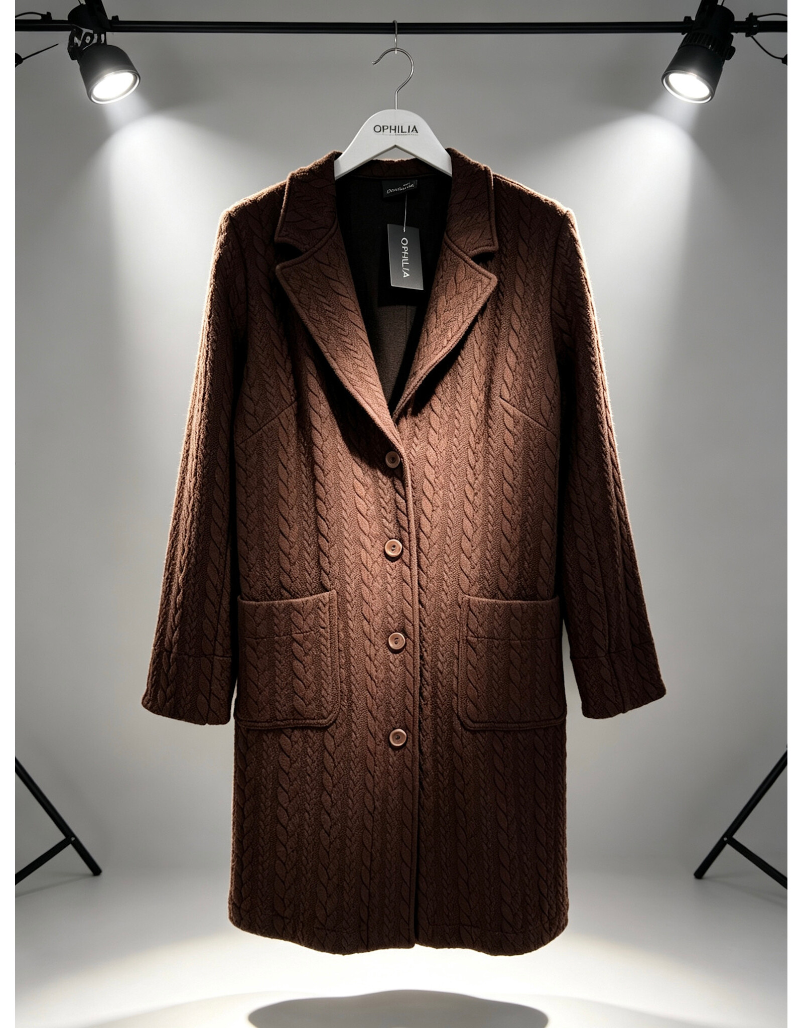 Ophilia Nora 26W cably knit chocholate