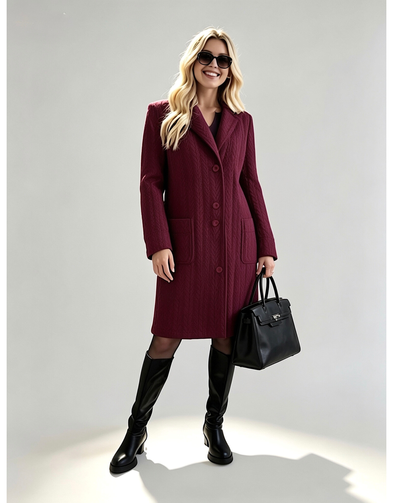 Ophilia Nora 26W cably knit bordeaux