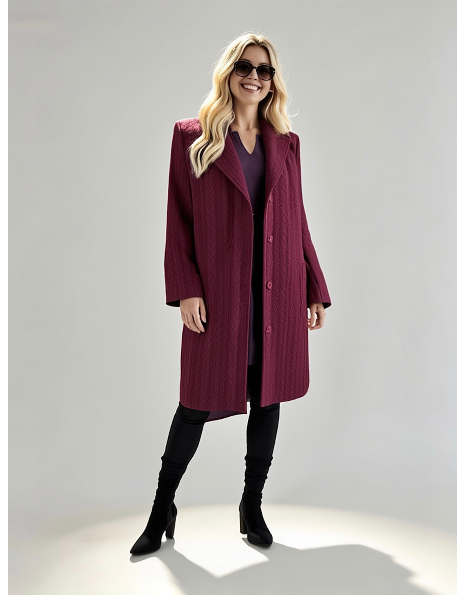 Ophilia Nora 26W cably knit bordeaux