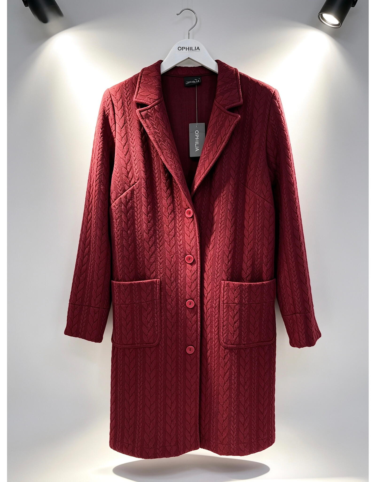 Ophilia Nora 26W cably knit bordeaux