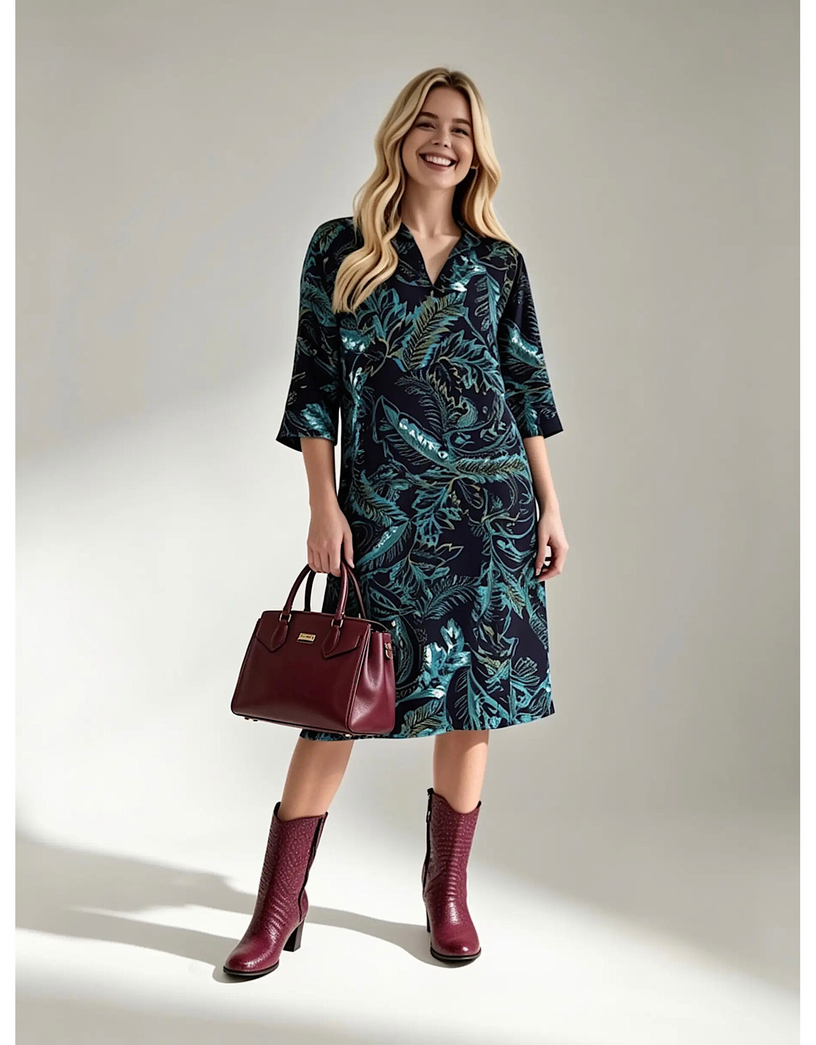 Ophilia Ivanka 26w  dessin botanic petrol
