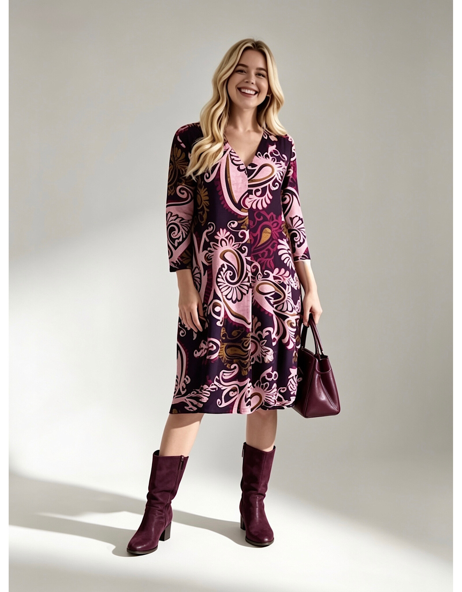 Ivy  26W  jersey dessin paisley plum