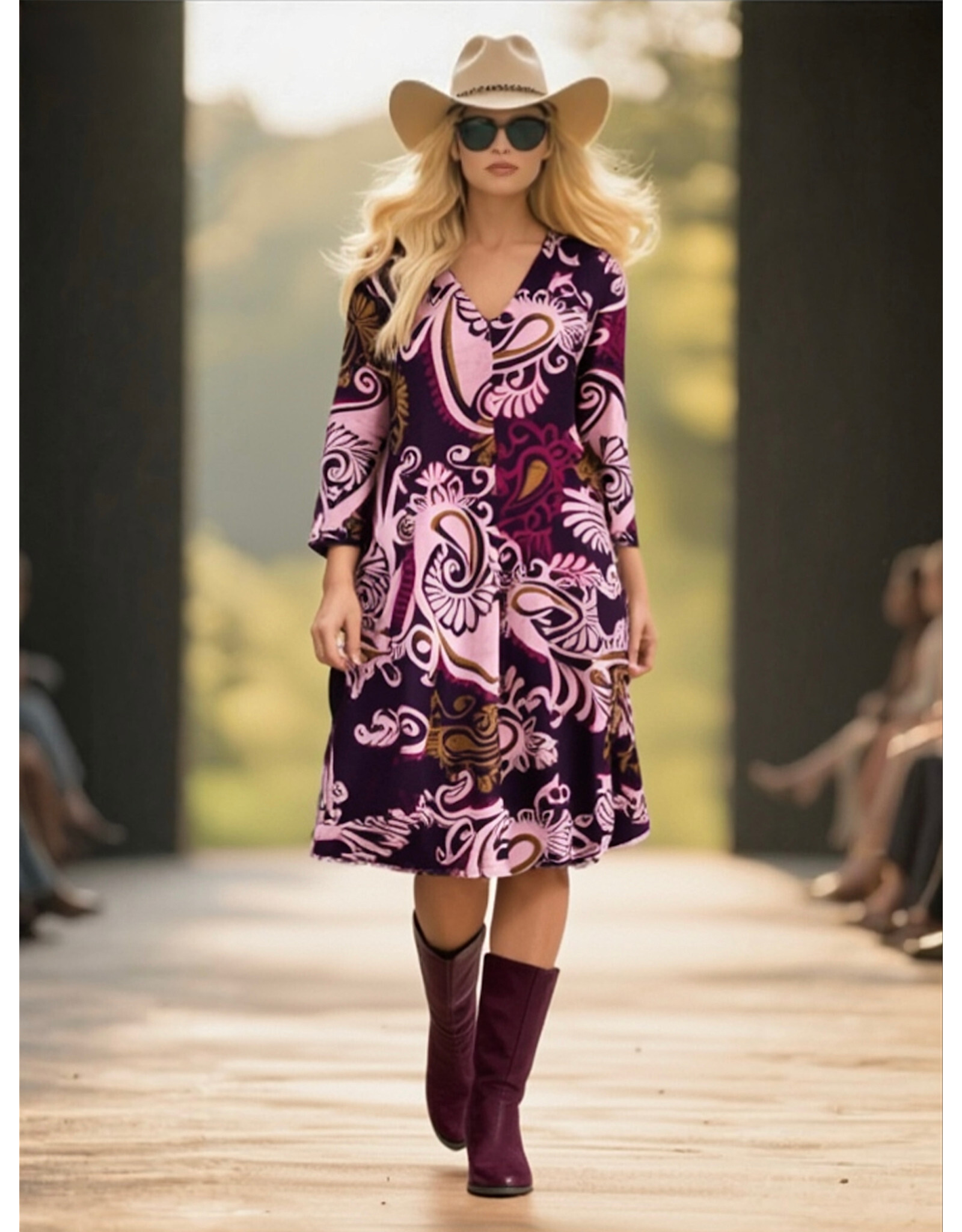 Ivy  26W  jersey dessin paisley plum