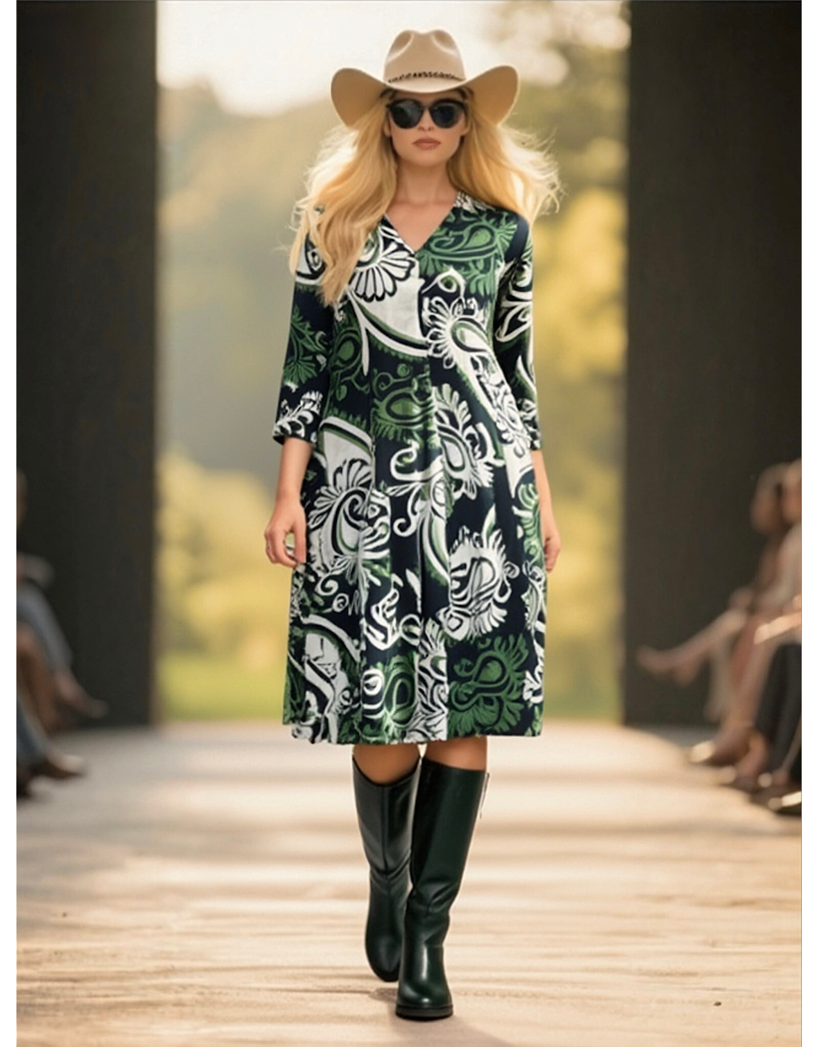 Ivy  26W  jersey dessin paisley green