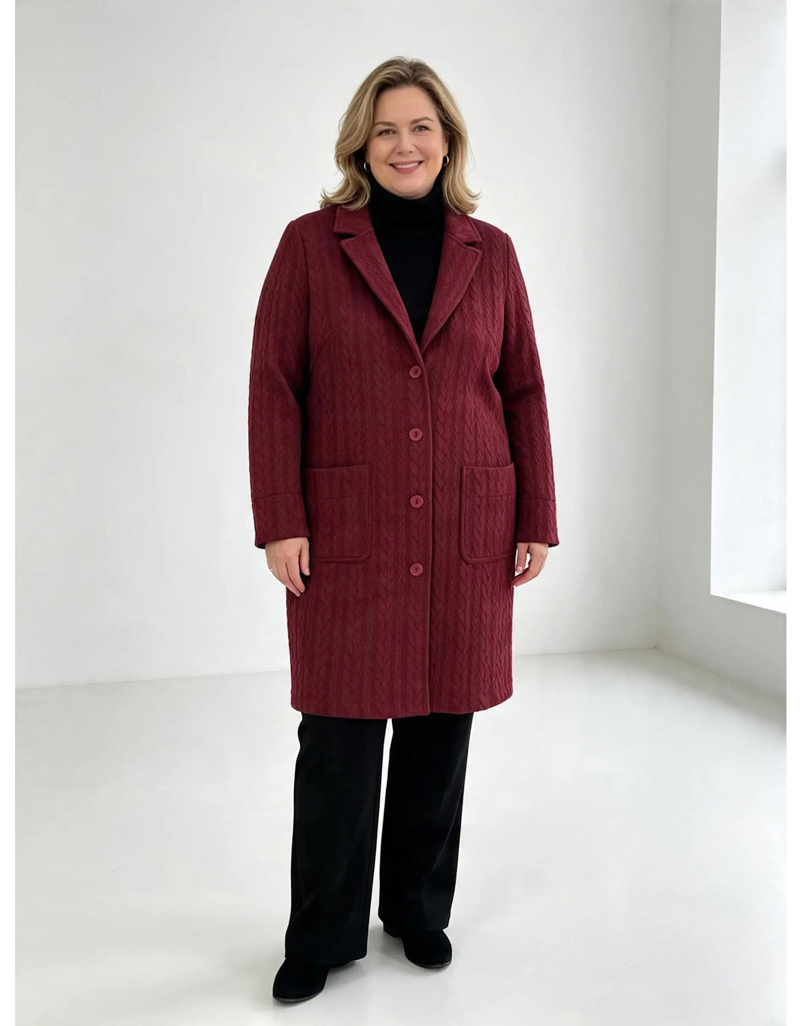 Ophilia Nora 26W cably knit bordeaux