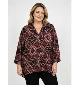Ophilia Lucy 26W  satin dessin inka plum