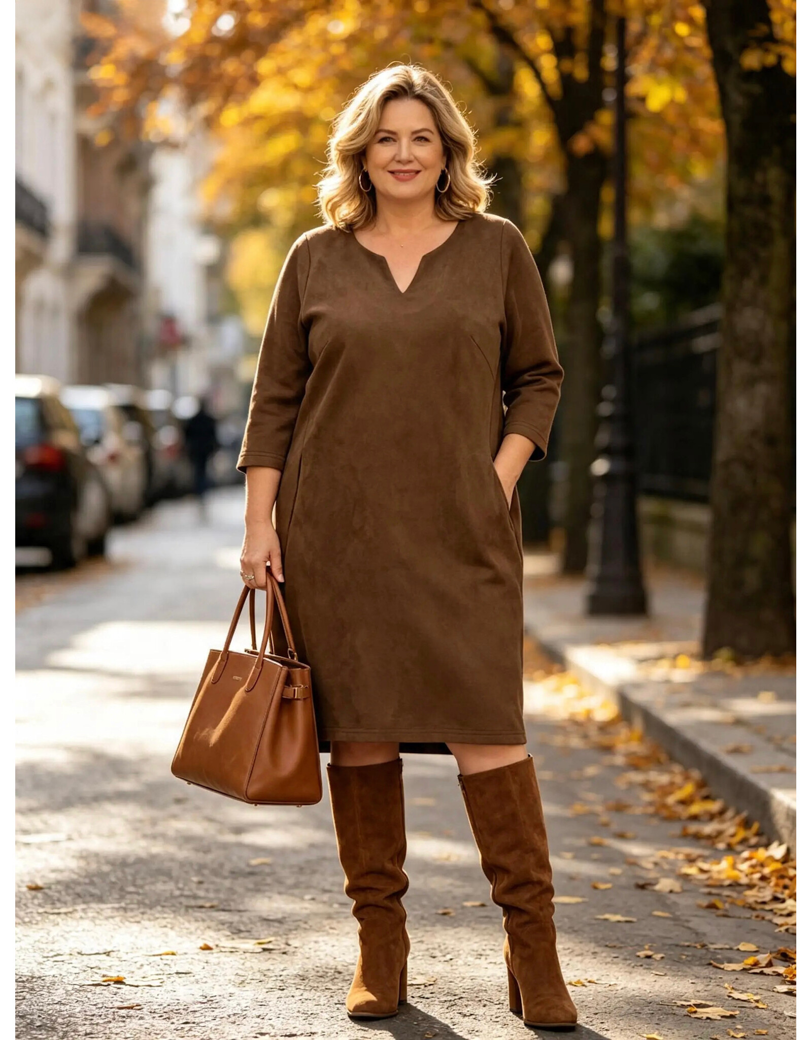 Ophilia Yara 26W scuba suede cognac