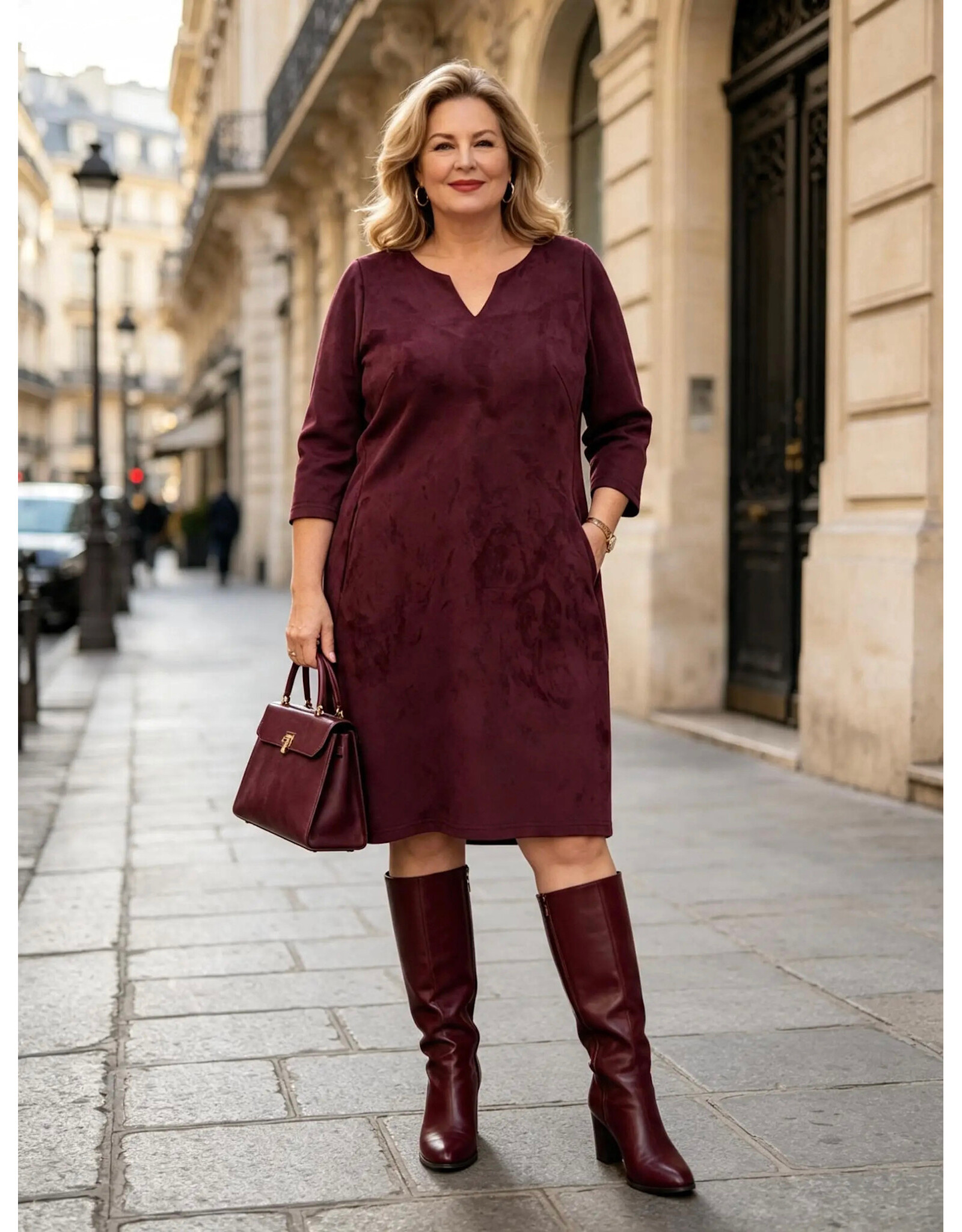 Ophilia Yara 26W scuba suede plum