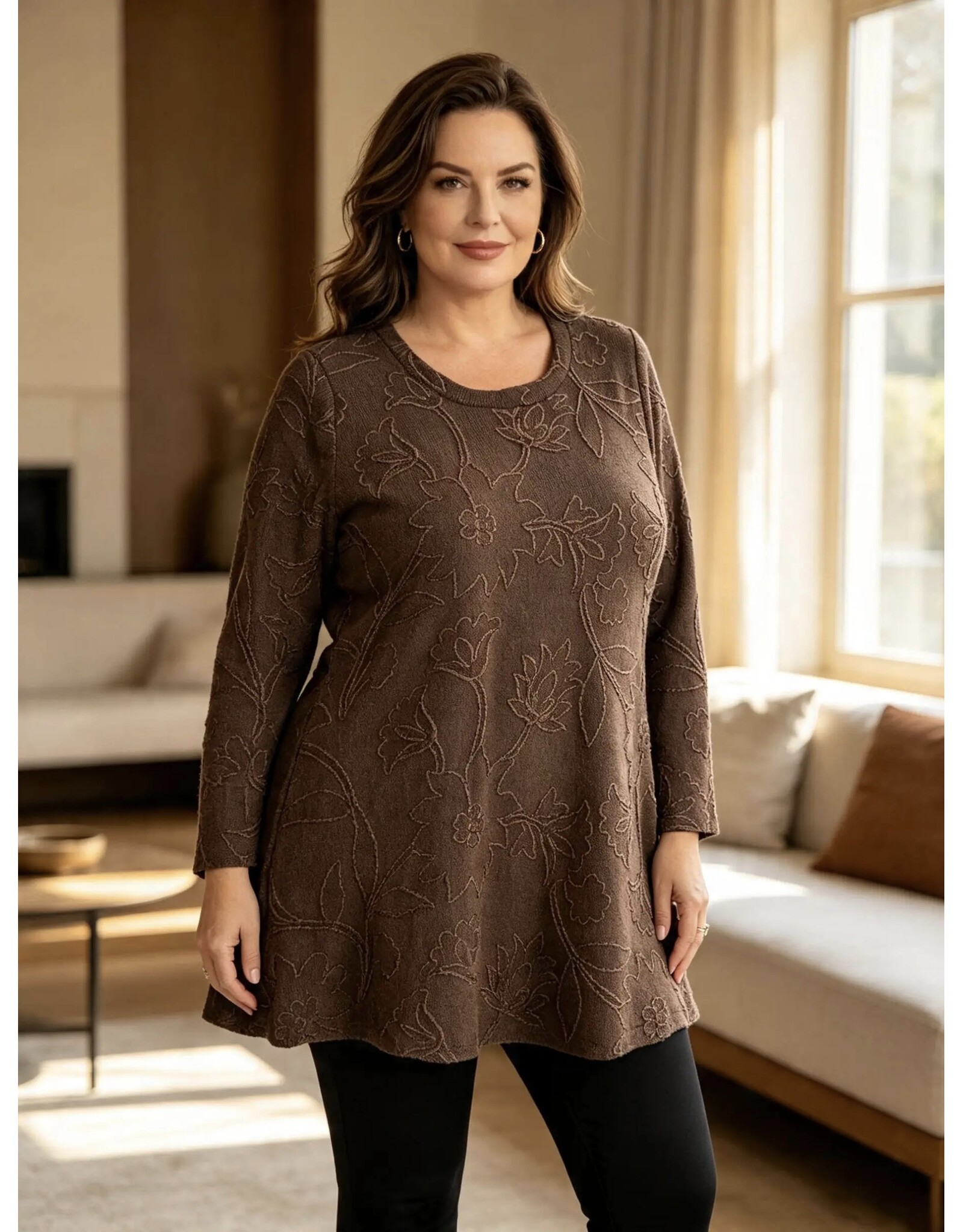 Ophilia Cindy 26W  embroderd knit brown