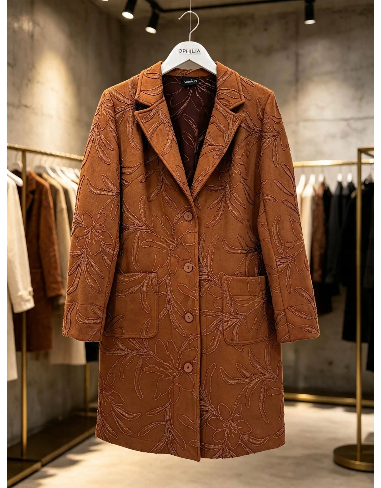 Ophilia Nora 26W embroderd suede cognac