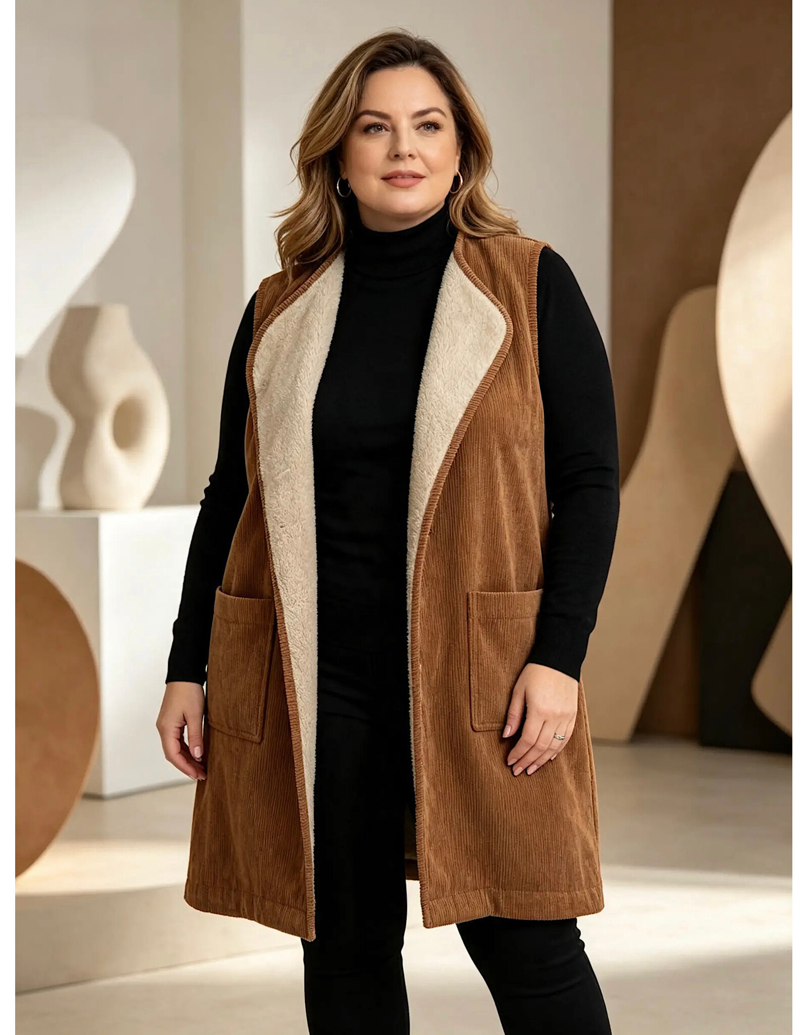 Ophilia Sanne 26W Teddy Corduroy caramel