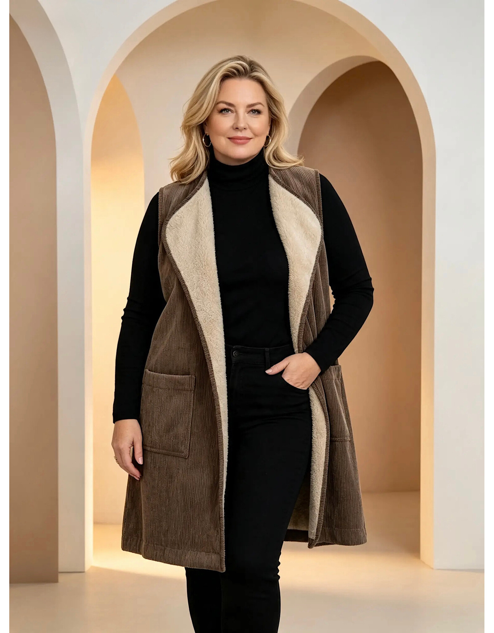 Ophilia Sanne 26W Teddy Corduroy sand