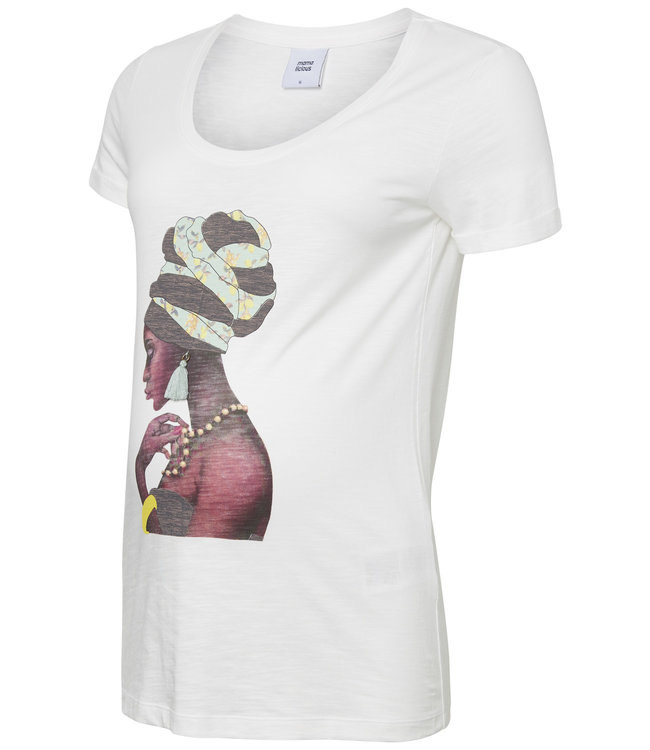 Mamalicious Face Jersey Top White Print