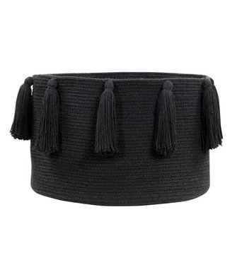 Lorena Canals Basket Tassels Black 30 x 45 x 45 cm