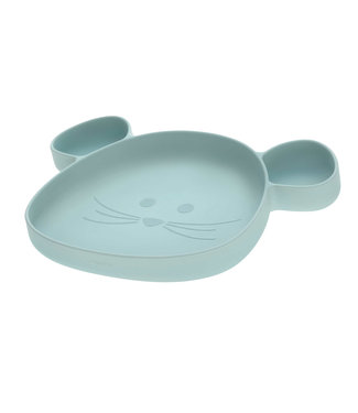 Lassig Section Plate Silicone Little Chums Mouse Blue