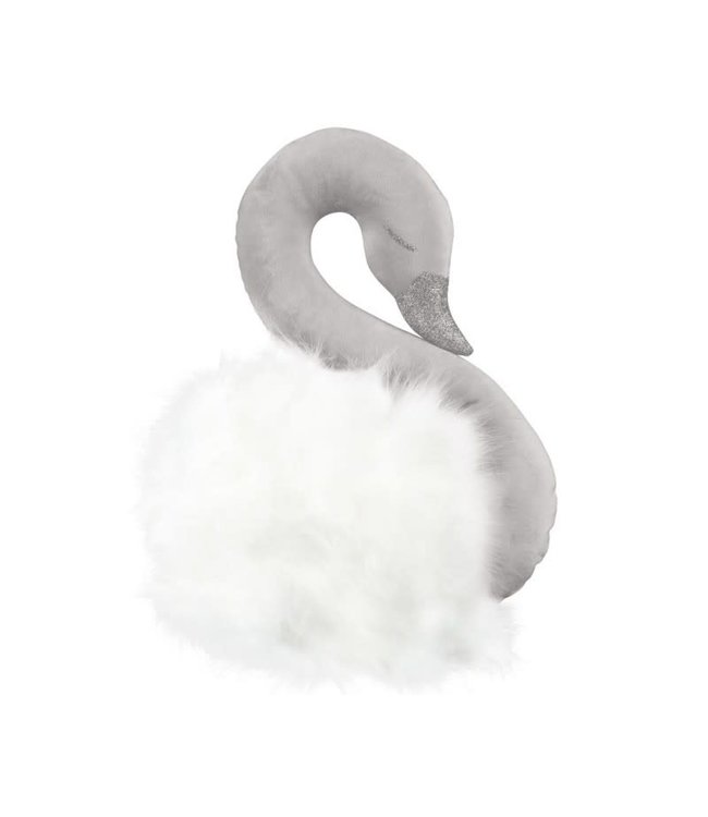 Cotton & Sweets Wall Swan Decoration Grey With White Fur