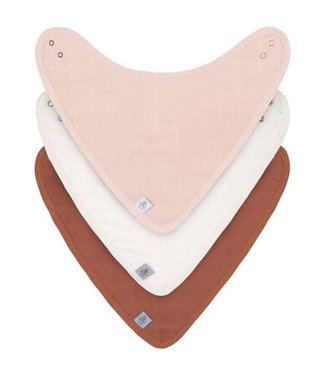 Lassig Muslin Terry Bandana 3pcs Powder Pink/ Milky/ Rust