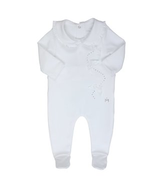 Gymp Creepersuit With Feet Bows And Strass Aerobic White