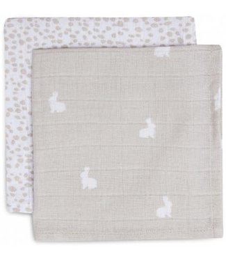 Jollein Hydrofiele Doek Small 70x70cm Dotted Rabbit Nougat 2Pack