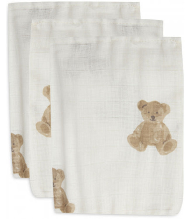 Jollein Set 3 Hydrofiele Washandjes Teddy Bear