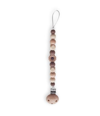 Chewies And More Clip Silicone Beads Daisy Wooden Brown