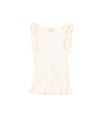 Buho Rib Ruffle Tee Talc