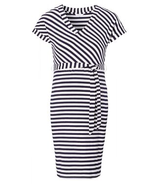 Noppies Maternity Novi Dress Short Sleeve Stripe Blue Graphite