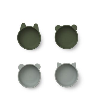 Liewood Iggy Silicone Bowls 4-Pack Hunter Green Mix