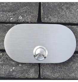 Deurbel op RVS plaat 6mm - rechthoek rond 110 x 60mm