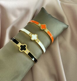 Klaver Bangle Armband Met Steentjes