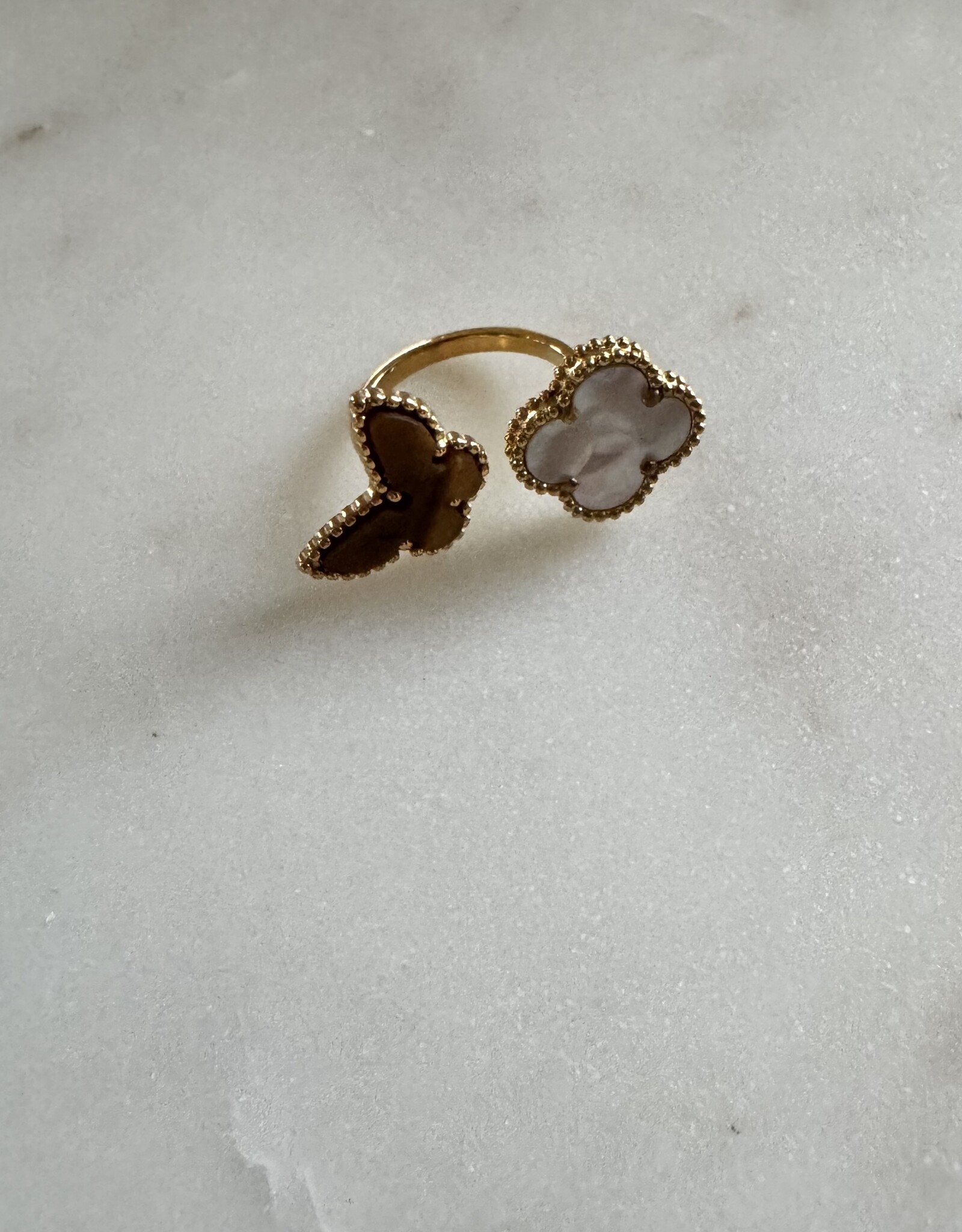 Lucky Ring Met Klaver En Vlinder