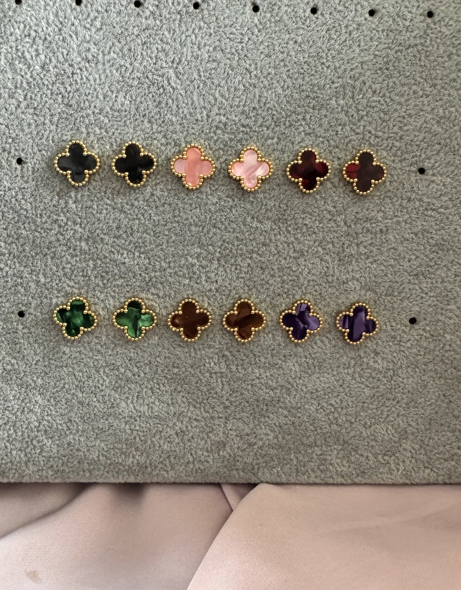 Lucky Klaver Oorbellen Velvet Look