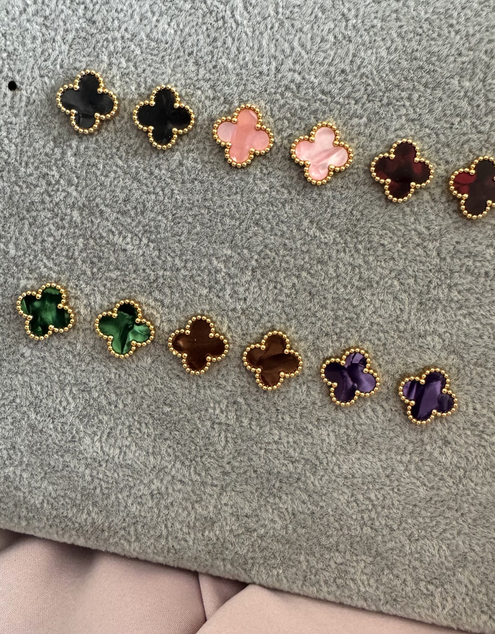 Lucky Klaver Oorbellen Velvet Look