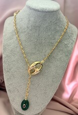 Gouden Bean Ketting Met Steen